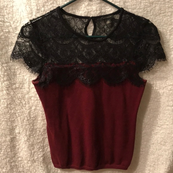 Ann Taylor Tops - Ann Taylor Sweater Short Sleeve Black Lace Sz XS